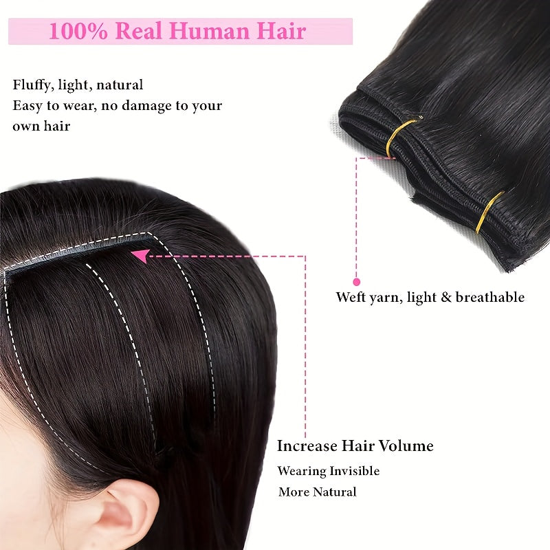 Straight Real Human Hair Clip In Hair Extensions 100% Unprocessed Virgin Human Hair Clip In Seamless Real Human Hair Clips Hair Accessories 8Pcs/Set With 18 Clips 120g